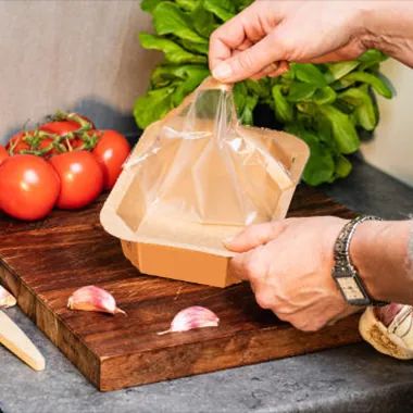 Kartonnen tray met dunne PE-laag
