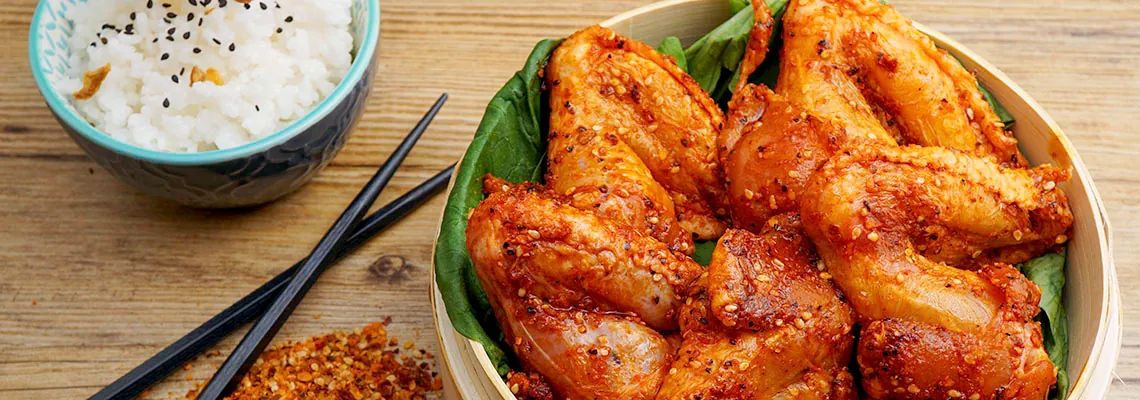 Les meilleures ailes de poulet avec le Korean BBQ rub.