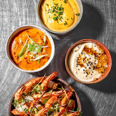 Scampi's met 3 dipsauzen